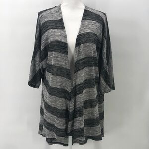 Lularoe Gray Striped Lindsay Cardigan Medium